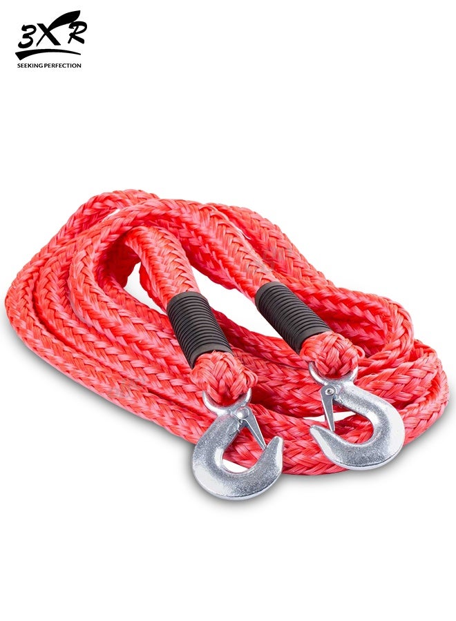 3XR 4 Meter Heavy Duty Tow Rope 2500kg Nylon Recovery Strap with Safety Hooks for Car SUV Pickup Off Road Vehicle Emergency Towing Winch Extension Recovery Rope Strong Braided Nylon Towing Cable for Mud Sand Snow Roadside Rescue Truck Van UtilityPro - Image 1