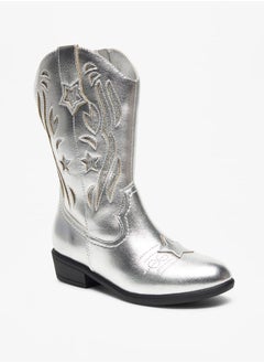 Little Missy Glitter Embellished Boots with Zip Closure  - Image 1