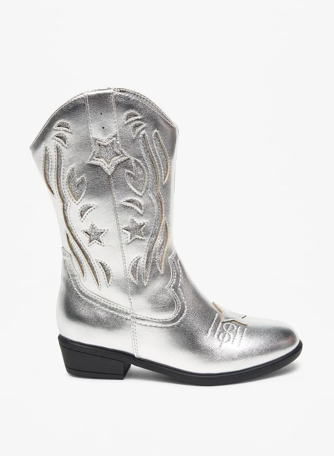 ميسي الصغيرة Glitter Embellished Boots with Zip Closure