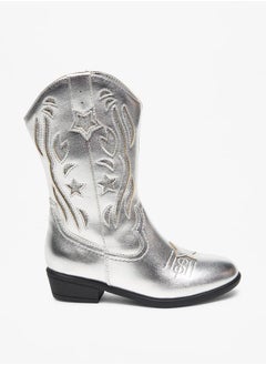 Little Missy Glitter Embellished Boots with Zip Closure  - Image 3