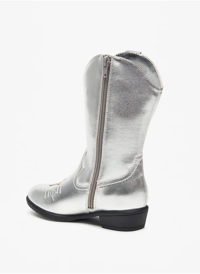 Little Missy Glitter Embellished Boots with Zip Closure