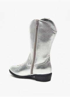 Little Missy Glitter Embellished Boots with Zip Closure  - Image 2