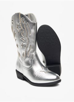 Little Missy Glitter Embellished Boots with Zip Closure  - Image 4