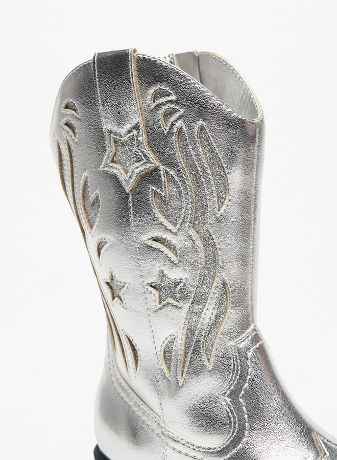 ميسي الصغيرة Glitter Embellished Boots with Zip Closure