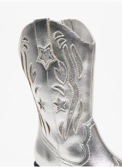 Little Missy Glitter Embellished Boots with Zip Closure  - Image 5