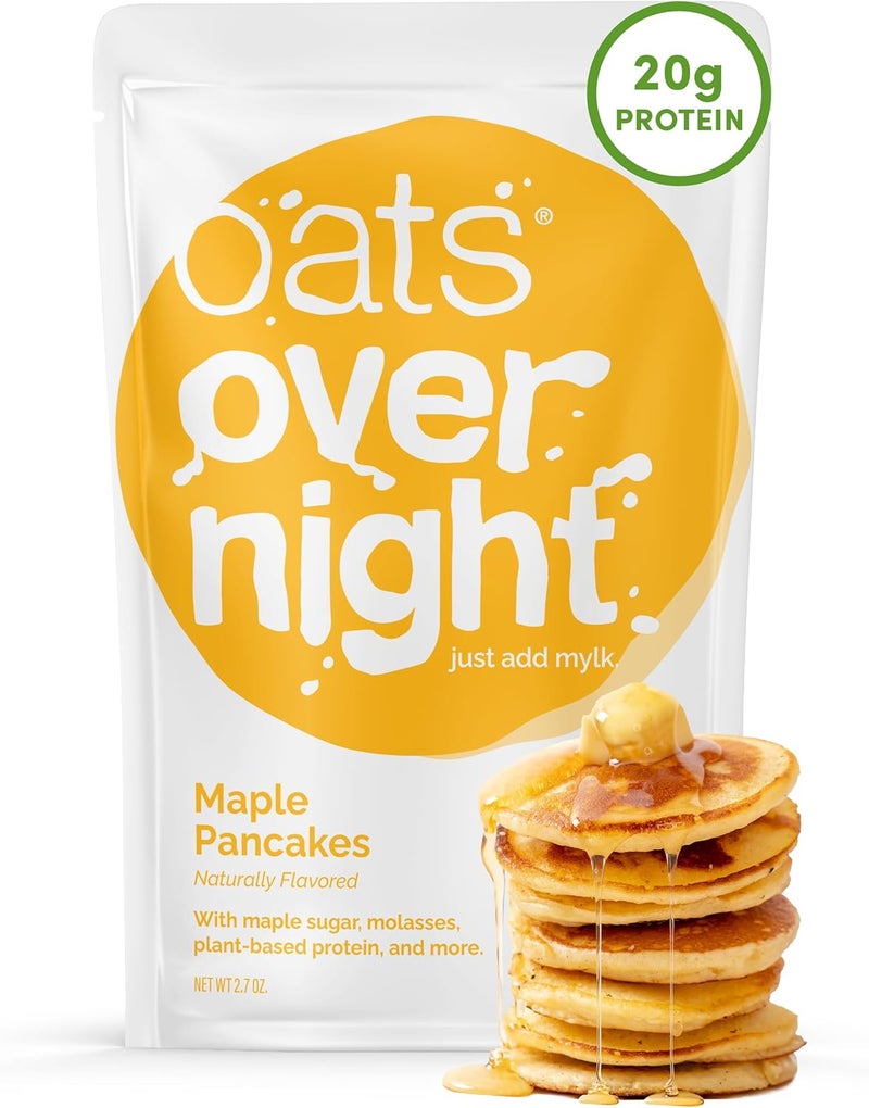Oats Overnight فطائر الشوفان مع شراب القيقب - نباتية، 20 جرام بروتين، دقيق الشوفان خالي من الجلوتين (8 عبوات) - Image 1