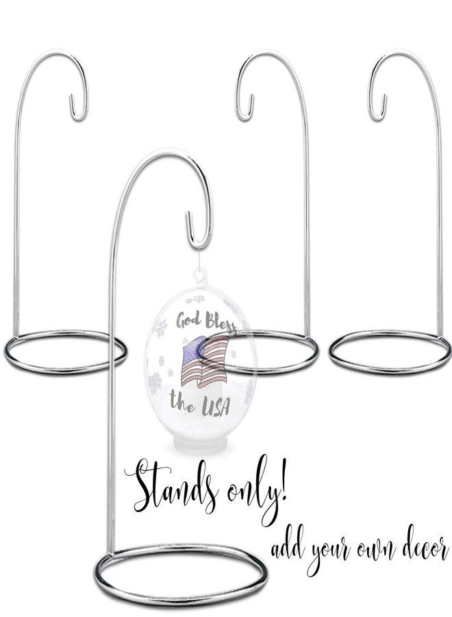BANBERRY DESIGNS Christmas Ornament Stands - Set of 4 Silver Christmas Holders - Chrome Finished Metal - Terrarium Displayers - Christmas Ornament Collection Hangers - 9" H - Image 2