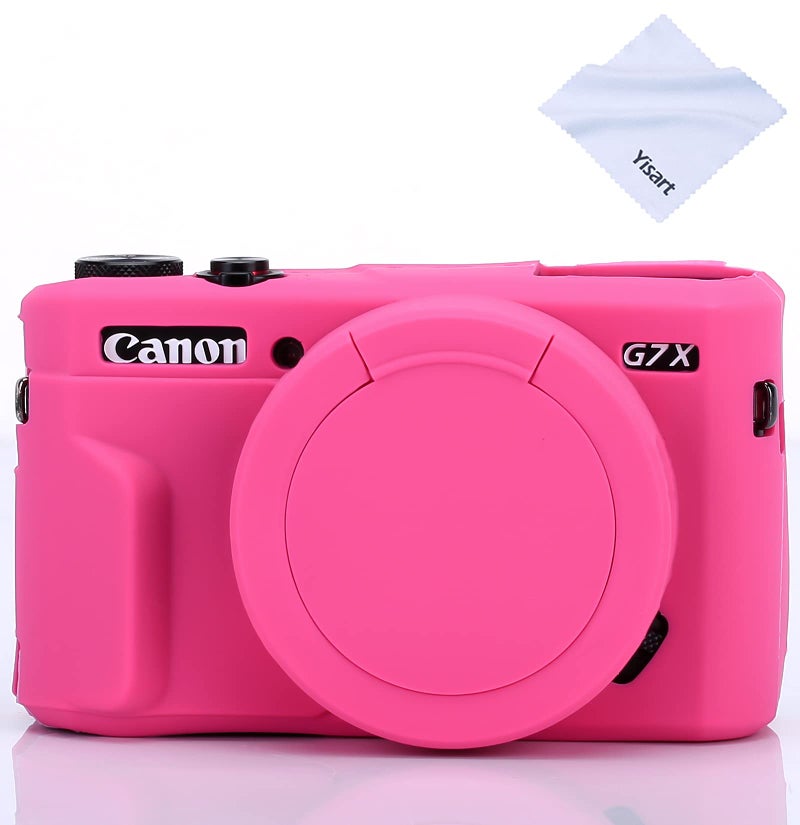 يساو G7X Mark Ii G7X غطاء عدسة قابل للإزالة غطاء سيليكون مطاطي ناعم غطاء كاميرا لكاميرا Canon Powershot G7X Ii G7X (Rosered) - Image 1