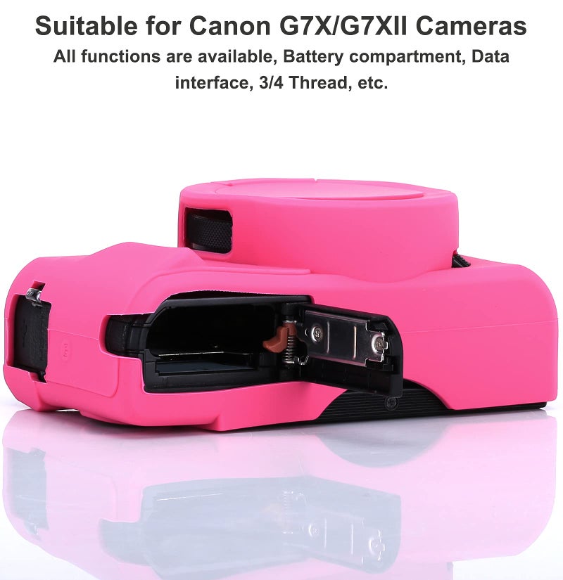 يساو G7X Mark Ii G7X غطاء عدسة قابل للإزالة غطاء سيليكون مطاطي ناعم غطاء كاميرا لكاميرا Canon Powershot G7X Ii G7X (Rosered) - Image 3