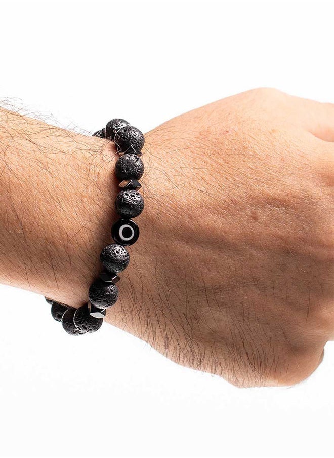 CHRYSOSTOMOS - Handmade Beaded Black Bracelet For Men - Image 1