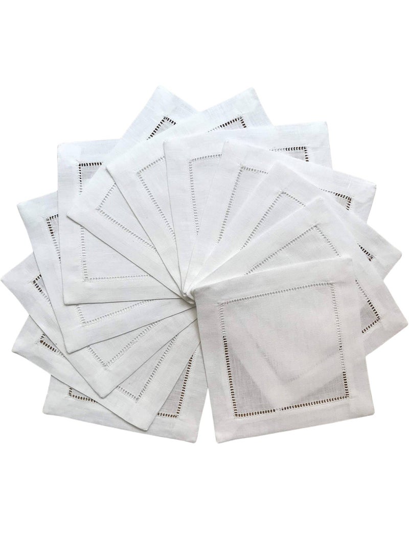 Blythornix Cloth Napkins, White Kitchen Linen Cocktail Napkin Disposable Napkin Square Party Coaster Set 15 x 15 cm 12 Packs - Image 1