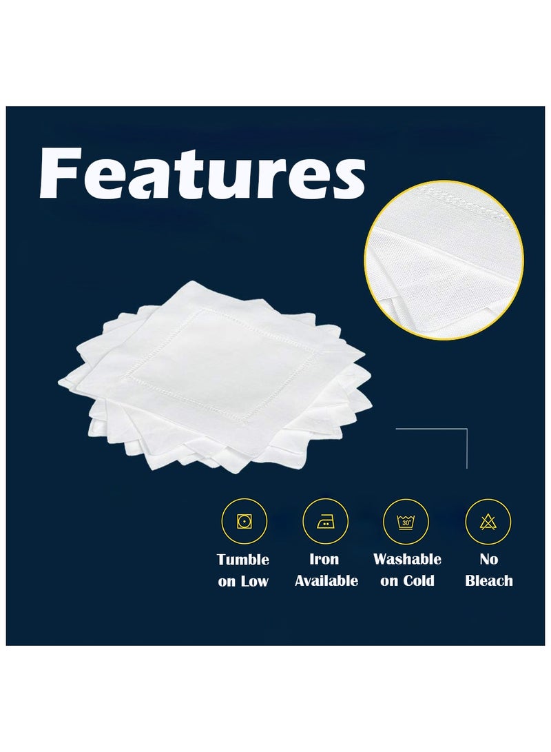 Blythornix Cloth Napkins, White Kitchen Linen Cocktail Napkin Disposable Napkin Square Party Coaster Set 15 x 15 cm 12 Packs - Image 5