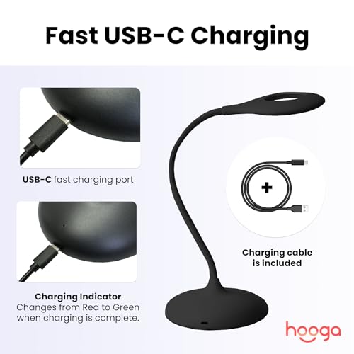 hooga Desk Lamp, Blue Light Blocking, 3 Modes: Amber 1600K, Red, Full-Spectrum 4000K, Dimmable, Rechargeable, Eye Strain Relief, Circadian Friendly - Image 3