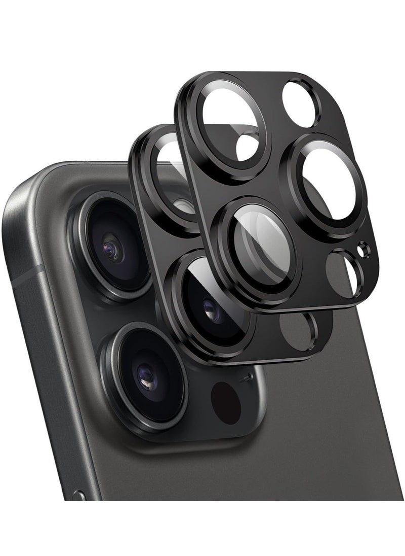 Raxoom Camera Lens Protector for iPhone 14 Pro/iPhone 14 Pro Max, Alloy Metal Camera Cover with Tempered Glass Screen Protector Accessories,Scratch Resistant,Easy to Install (Black) - Image 1