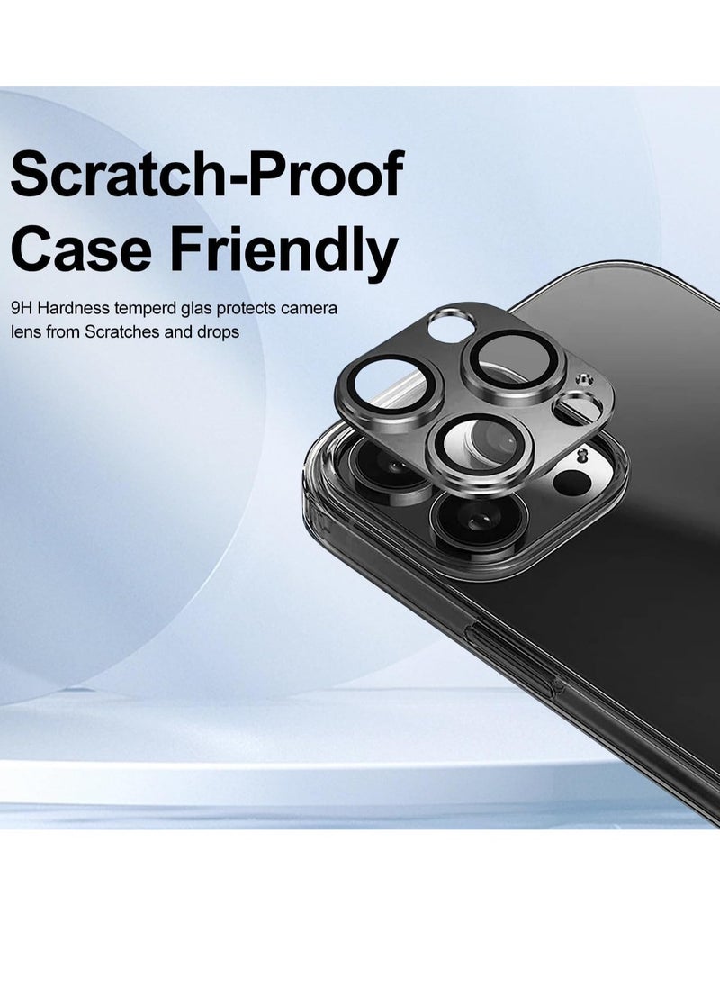 Raxoom Camera Lens Protector for iPhone 14 Pro/iPhone 14 Pro Max, Alloy Metal Camera Cover with Tempered Glass Screen Protector Accessories,Scratch Resistant,Easy to Install (Black) - Image 3