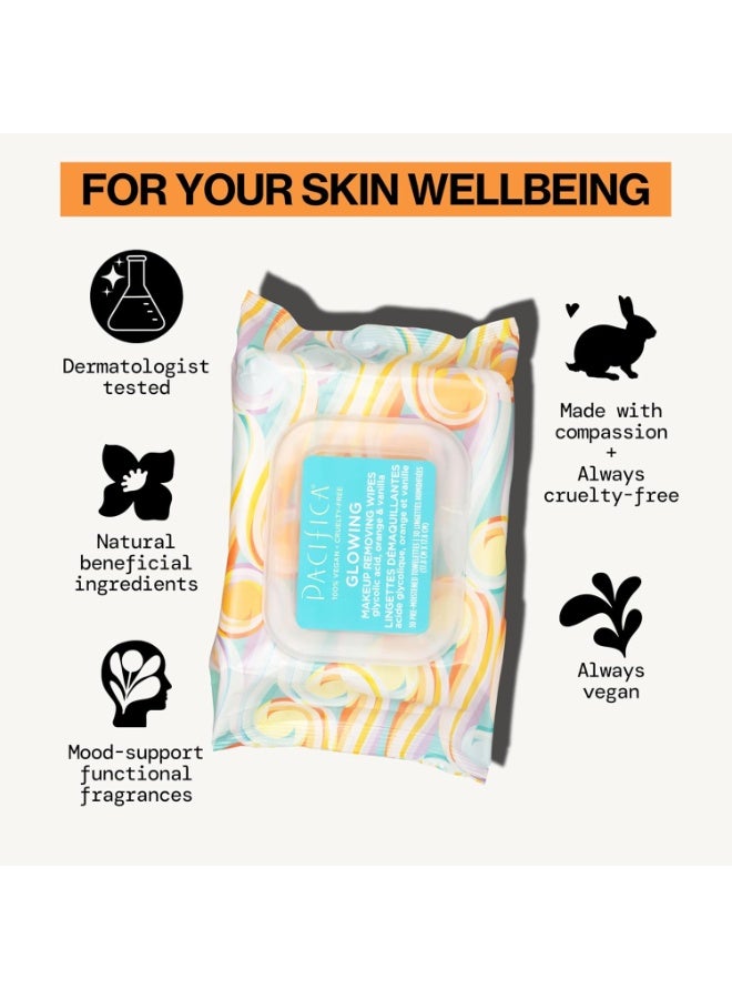 Pacifica Makeup Remover Face Wipes - Daily Facial Cleansing & Exfoliating Towelettes - Biodegradable - Organic - w/ Gycolic Acid - Clean Beauty Vegan & Cruelty-Free Dermatologist Tested 30 Count - Image 3