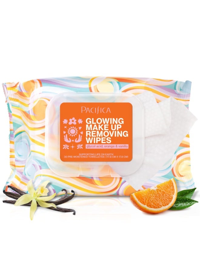 Pacifica Makeup Remover Face Wipes - Daily Facial Cleansing & Exfoliating Towelettes - Biodegradable - Organic - w/ Gycolic Acid - Clean Beauty Vegan & Cruelty-Free Dermatologist Tested 30 Count - Image 1