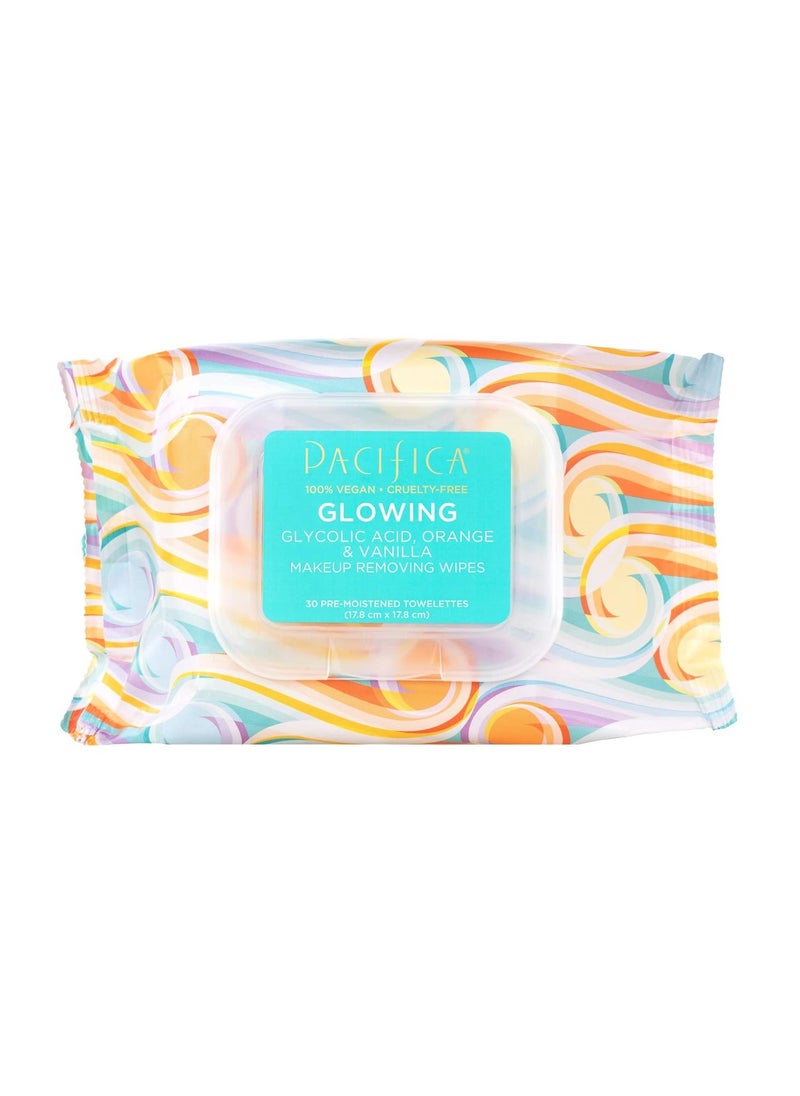 Pacifica Pacifica Makeup Remover Face Wipes - Daily Facial Cleansing & Exfoliating Towelettes - Biodegradable - Organic - w/ Gycolic Acid - Clean Beauty Vegan & Cruelty-Free Dermatologist Tested 30 Count  - Image 1