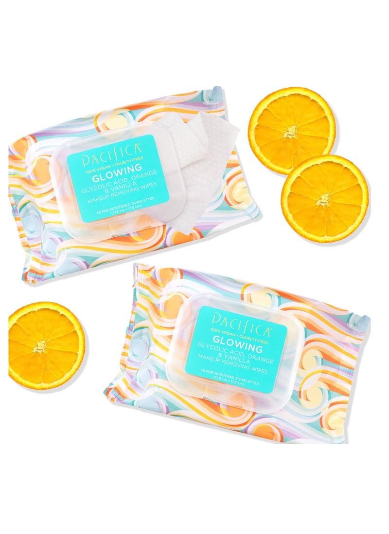 Pacifica Pacifica Makeup Remover Face Wipes - Daily Facial Cleansing & Exfoliating Towelettes - Biodegradable - Organic - w/ Gycolic Acid - Clean Beauty Vegan & Cruelty-Free Dermatologist Tested 30 Count  - Image 2