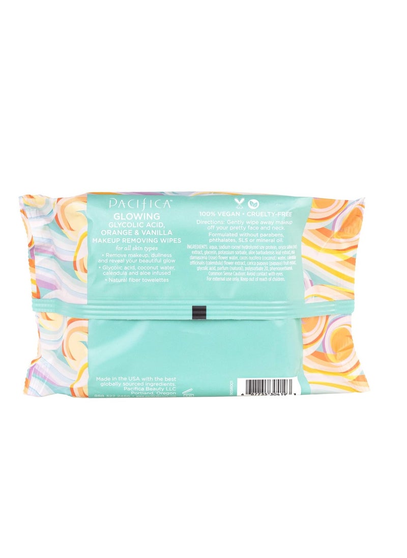 Pacifica Pacifica Makeup Remover Face Wipes - Daily Facial Cleansing & Exfoliating Towelettes - Biodegradable - Organic - w/ Gycolic Acid - Clean Beauty Vegan & Cruelty-Free Dermatologist Tested 30 Count  - Image 5