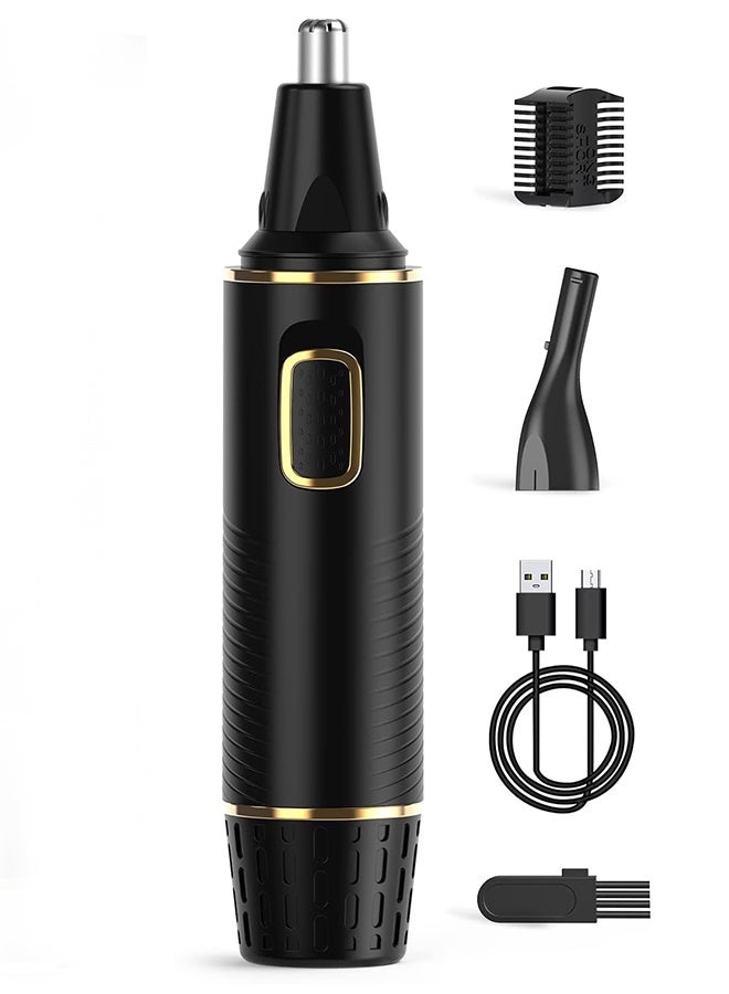 عام ماكينة تشذيب شعر الأنف للرجال، ماكينة تشذيب شعر قابلة لإعادة الشحن 2 في 1، ماكينة تشذيب شعر الأذن والأنف متعددة الوظائف غير مؤلمة مع شفرات مزدوجة الحواف مقاومة للماء IPX7 (أسود) - Image 1