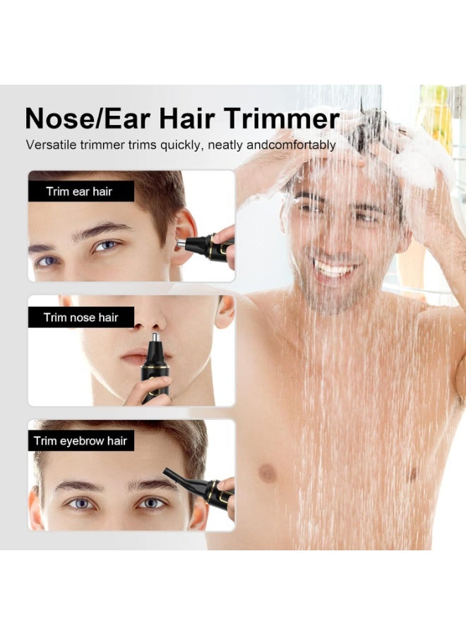 عام ماكينة تشذيب شعر الأنف للرجال، ماكينة تشذيب شعر قابلة لإعادة الشحن 2 في 1، ماكينة تشذيب شعر الأذن والأنف متعددة الوظائف غير مؤلمة مع شفرات مزدوجة الحواف مقاومة للماء IPX7 (أسود) - Image 2