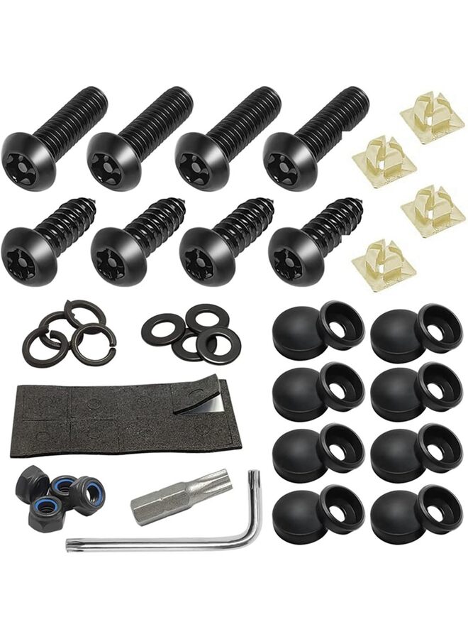 Generic Non Theft License Plate Screws- Stainless Steel Bolts Fasteners Kits for Car Tag Frame Holder, Tamper Resistant Mounting Hardware,Security Screw Set,Rust Proof,Chrome Screw Caps Cover  - Image 1