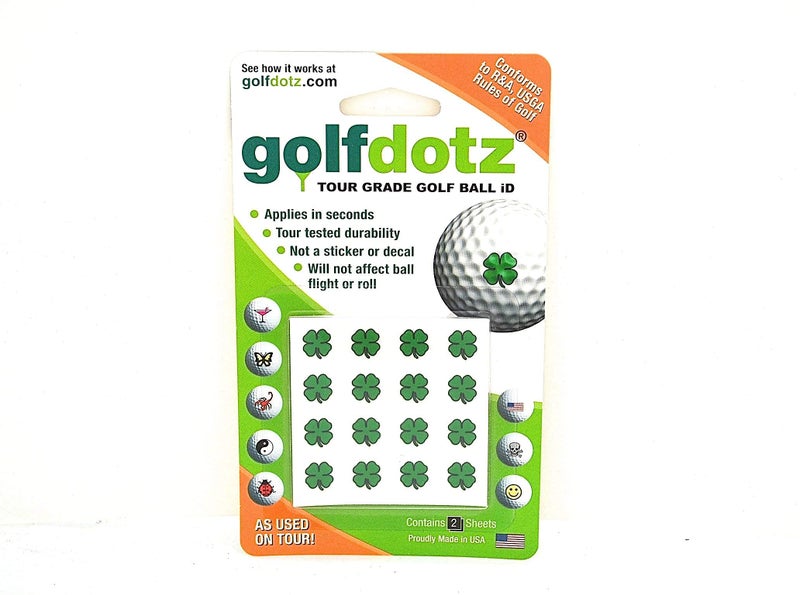Golfdotz - Golf Ball Markers, Unique Golf Ball Stamps and Golf Ball Stickers for Marking Golf Balls, Durable Golf Ball Decals, Golf Accessories for Men and Women, Lucky Clover (32 Count) - Image 2