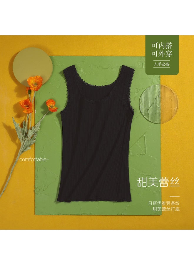 Red Bean Vertical Stripe Vest, Women'S Camisole, Breathable Wearable Lace Vest, Sports Tank Top For Women - Image 2