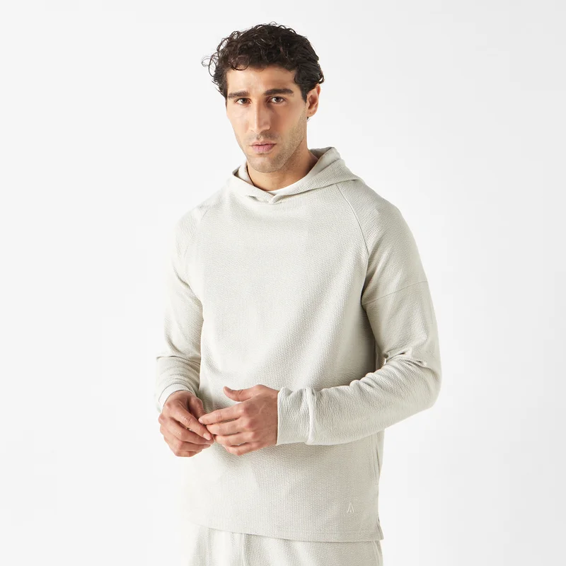 ADOT by Splash Textured Hooded Sweatshirt with Long Sleeves