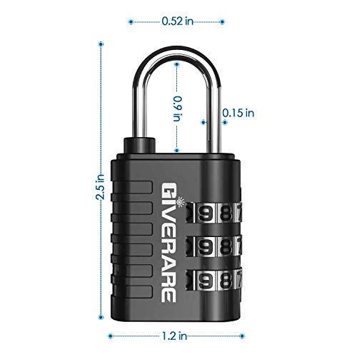 GIVERARE 8 Pack Combination Lock, 3-Digit Padlock Keyless, Resettable Luggage Locks for Backpack, Gym & School & Employee Locker, Weatherproof Travel Lock for Fence, Backyard Gate, Hasp, Case-Black - Image 2