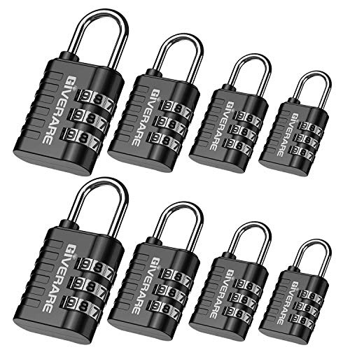 GIVERARE 8 Pack Combination Lock, 3-Digit Padlock Keyless, Resettable Luggage Locks for Backpack, Gym & School & Employee Locker, Weatherproof Travel Lock for Fence, Backyard Gate, Hasp, Case-Black - Image 1