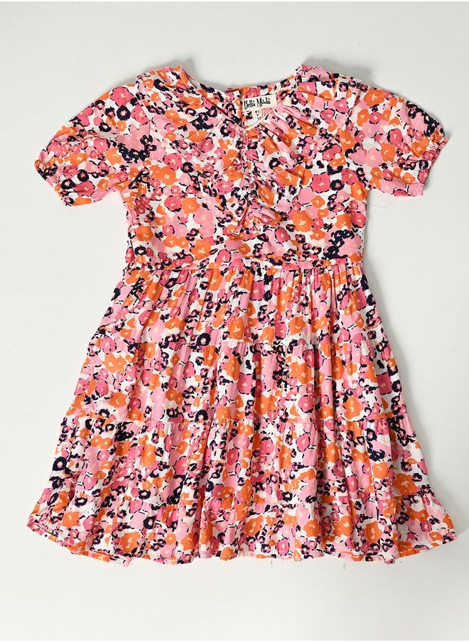 BELLA MODA All-Over Print V Neck Tiered Dress by Styli  - Image 2