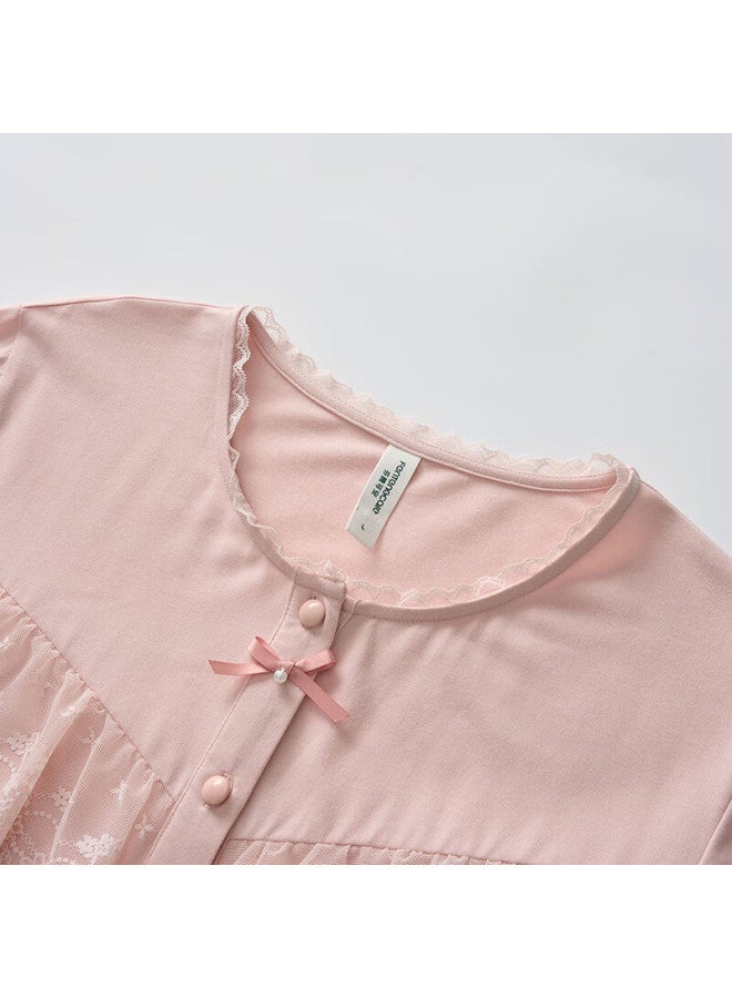 FENTENGCARE Fenteng Kean Cotton Anti-static Autumn Lace Round Neck Cardigan Long Sleeve Wearable Homewear Set Pajamas - Image 5