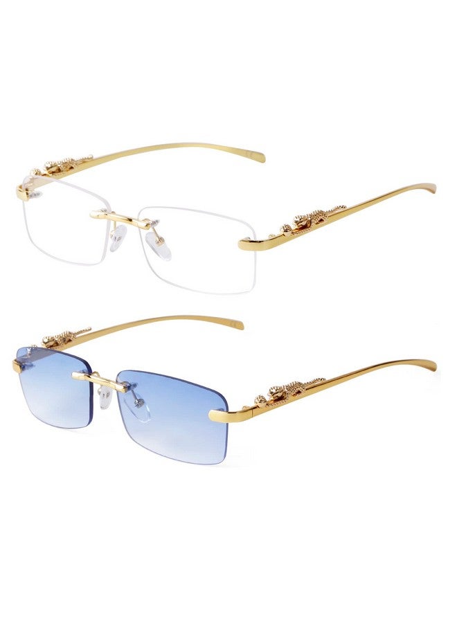 SDINM نظارات شمسية بدون إطار للرجال والنساء، نظارات شمسية صغيرة ضيقة مستطيلة الشكل، نظارات 90S - Image 1