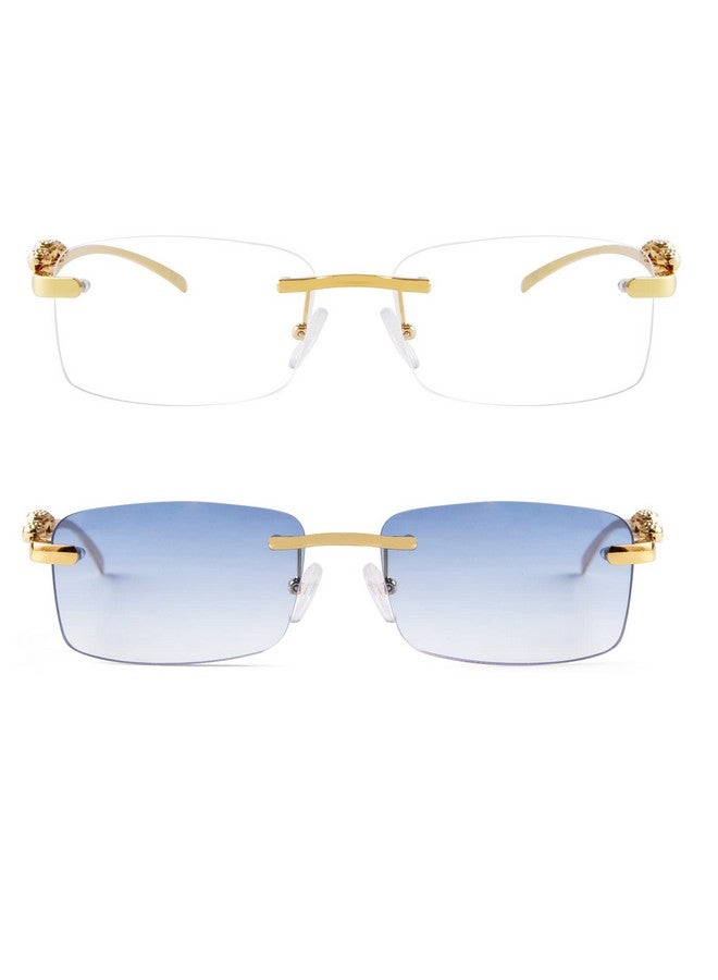 SDINM نظارات شمسية بدون إطار للرجال والنساء، نظارات شمسية صغيرة ضيقة مستطيلة الشكل، نظارات 90S - Image 2