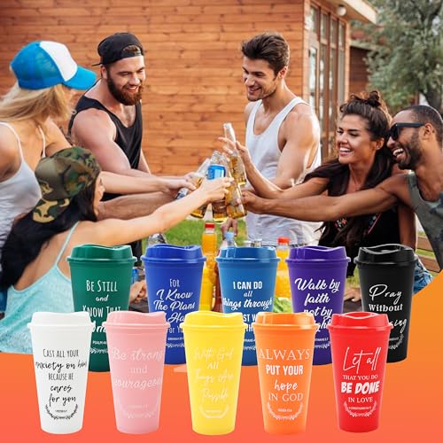 Brvcdh 20 Pack Christian Gift Bulk Reusable Christian Coffee Mugs 16 oz Colorful Bible Verse Plastic Tumblers with Lids Travel Coffee Cup for Cold Drinks Bulk Religious Gifts for Men Women (colorful) - Image 4