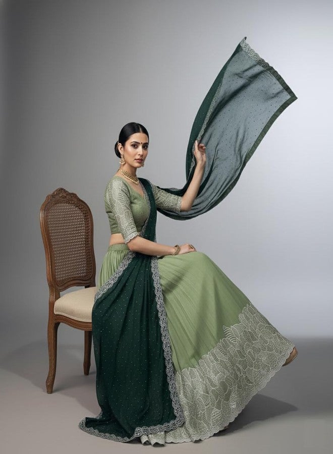 Aika Creation Women's Chiffon Embroidered Semi-Stitched Lehenga Choli Panvel LH Pista-ABC - Image 4