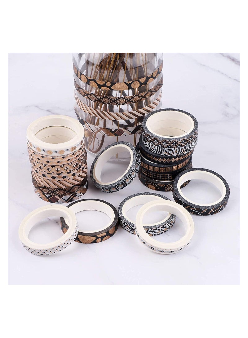 20 Rolls Washi Tape Set Decorative Gold Stamping Masking Tapes Craft Supplies for DIY Bullet or Journal Accessories,Scrapbook Accessories, Scrapbooking Supplies and Gift Wrapping Decoration,7mm x 5M