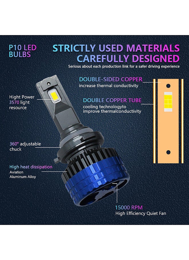 Generic P10 9006/HB4 LED Headlight Bulbs IP68 Waterproof Car LED Headlight Bulbs 6000K 300W 36000LM Bright LED Headlights 2pcs  - Image 4