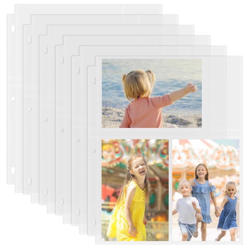Aegero 50 Pack 4 x 6 Photo Sleeves for 3 Ring Binder(300 Pictures), Heavy-Duty Archival Photo Page Protectors, Clear Picture Album Refill Pages Holds, Acid-Free - Image 1