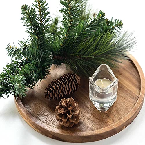 SYSI HOME Wooden Brown Round Trays for Serving | Home Decoration Tray | Tea Coffee Serving Tray | Tray for Kitchen and dinng Table | 11 x11x1 Inch - Image 1