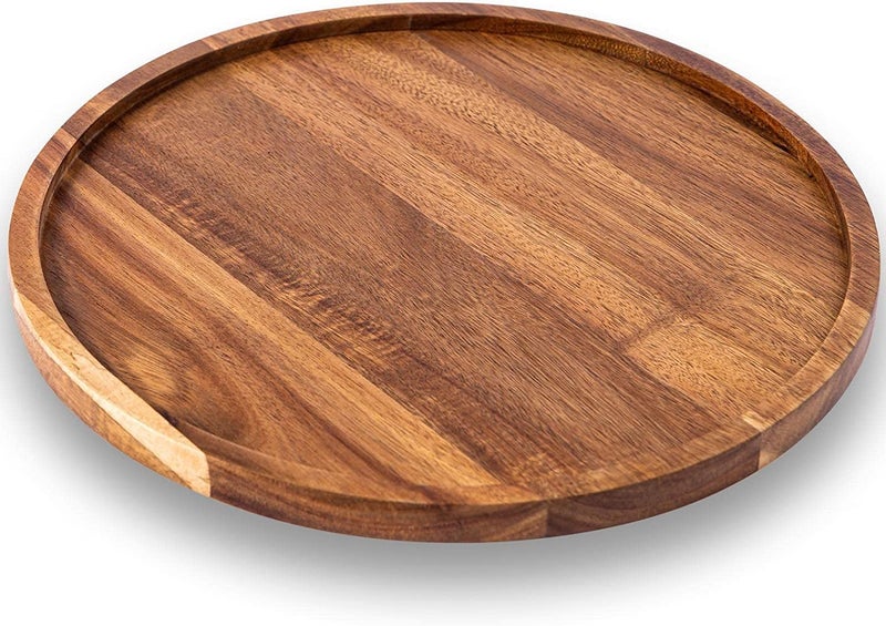 SYSI HOME Wooden Brown Round Trays for Serving | Home Decoration Tray | Tea Coffee Serving Tray | Tray for Kitchen and dinng Table | 11 x11x1 Inch - Image 2