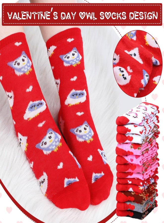 Cozypower 12 Pairs Kids Valentine's Socks Boys Girls Heart Bear Owl Novelty Socks Bulk for Kids Valentines Day Gifts - Image 4