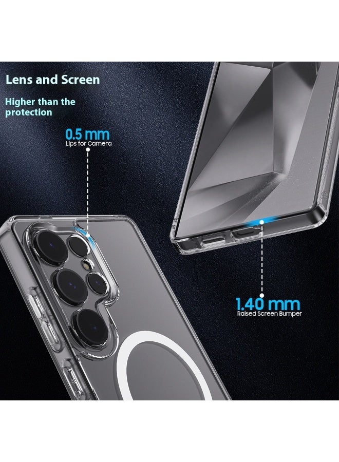 جراب هاتف Samsung Galaxy S25 Ultra مغناطيسي شفاف مضاد للاصفرار ومضاد للصدمات - Image 3