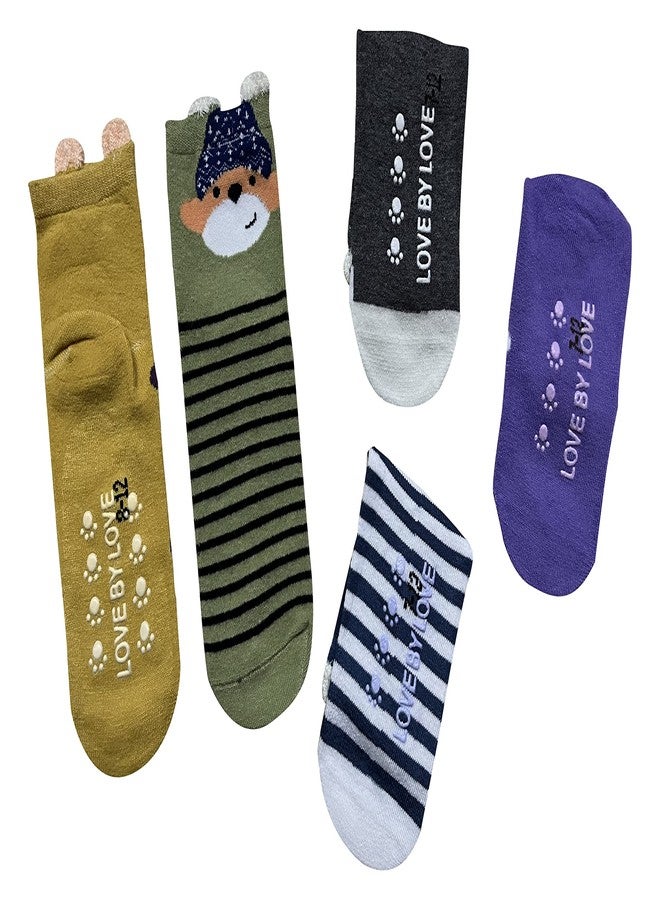 Missby® Kids Anti-Slip Combed Cotton Cartoon Socks (Pack of 5 Pairs) (Large, 7-9 Years) - Image 4