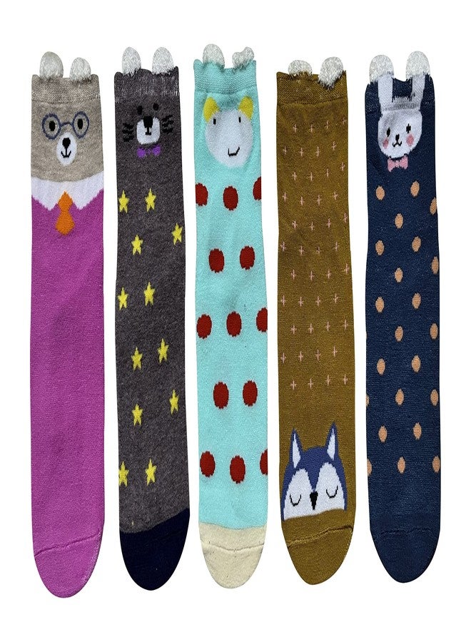 Missby® Kids Anti-Slip Combed Cotton Cartoon Socks (Pack of 5 Pairs) (Large, 7-9 Years) - Image 1