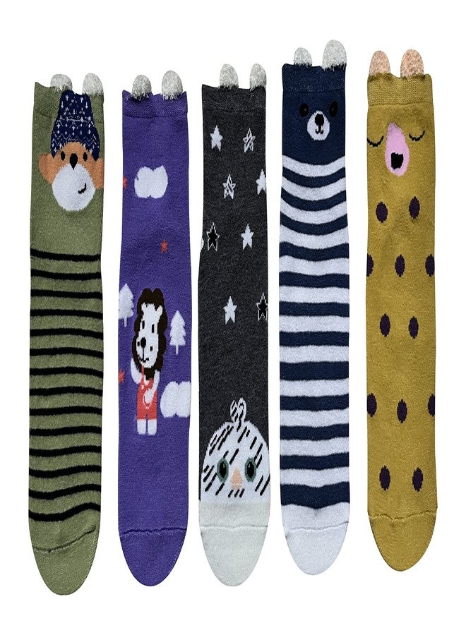 Missby® Kids Anti-Slip Combed Cotton Cartoon Socks (Pack of 5 Pairs) (Large, 7-9 Years) - Image 2