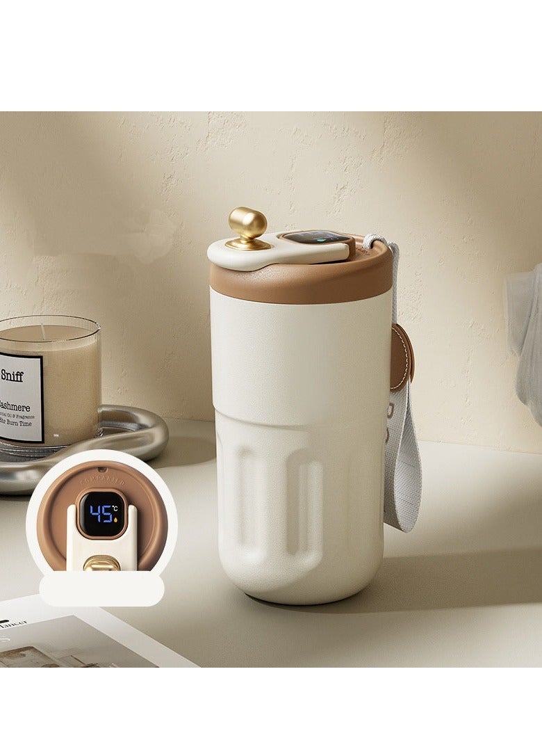 Captaintech Stainless Steel Cups, Portable Coffee Cups, Creative Thermos Cups with Straws, Stainless Steel Thermos Travel Mug, Intelligent thermos flaskfor Travel Office School, Party, Camping - Image 2