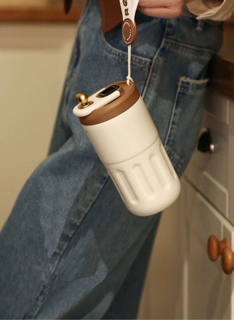 Captaintech Stainless Steel Cups, Portable Coffee Cups, Creative Thermos Cups with Straws, Stainless Steel Thermos Travel Mug, Intelligent thermos flaskfor Travel Office School, Party, Camping - Image 5